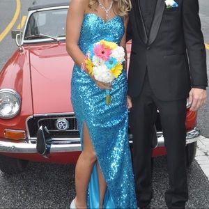 Blue Sequin Prom dress. Worn once. Size 0.